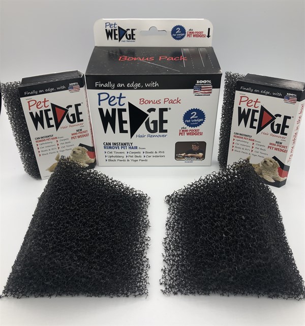 Pet Wedge Hair Remover- 2 Pack Pet Wedge & 2 Pack Mini-Pocket Pet Wedge Bonus Pack