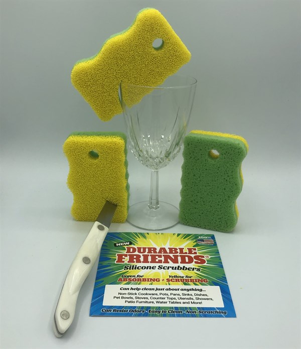 Friends Face® - Silicone Scrubber 6 Pack -  US Patented Wine Glass & Knife Cleaner