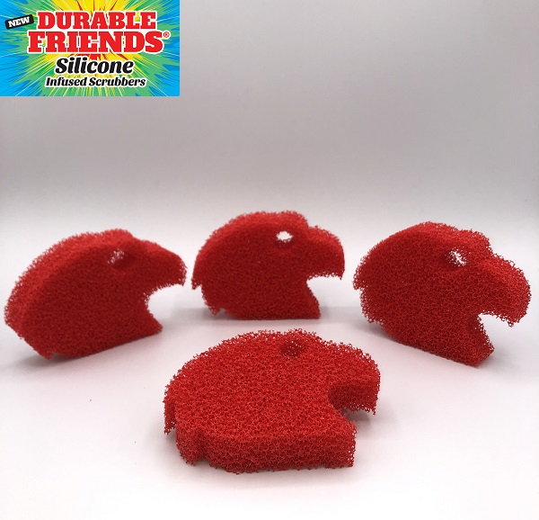 The Eagle Durable Friends® Scrubber 4 Pack Value Pack:   That's 4 Red Red Eagle Silicone Scrubbers